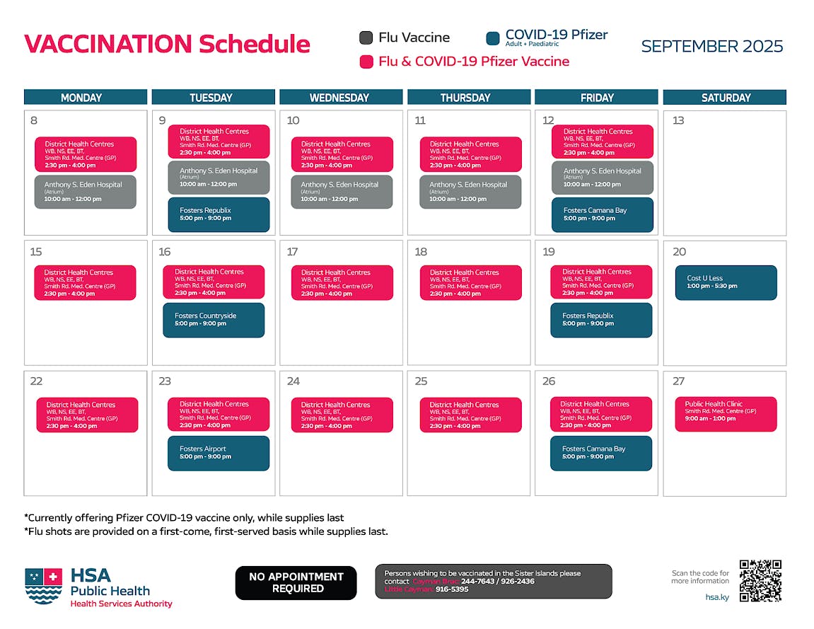 COVID 19 and Flu Vaccination September2025 Schedule